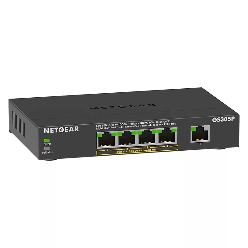 NETGEAR Switch Desktop Gigabit 5-port 10/100/1000 GS305P-200PES